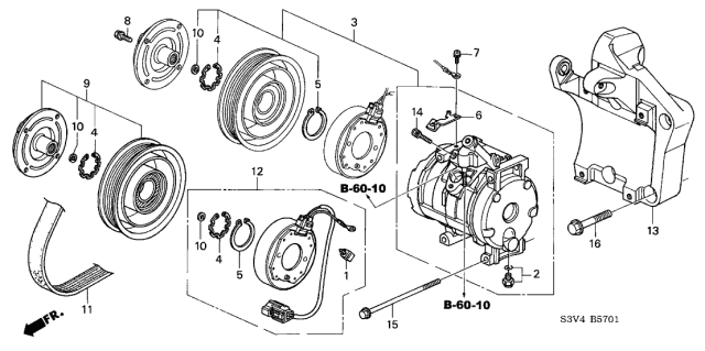 2005 Acura MDX Bracket, Compressor Diagram for 38930-RDA-A00