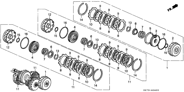 1993 Acura Integra 3 Door GSL (LEATHER) KA 4AT AT Clutch Diagram
