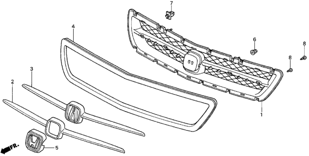 1997 Acura CL Front Grille Diagram