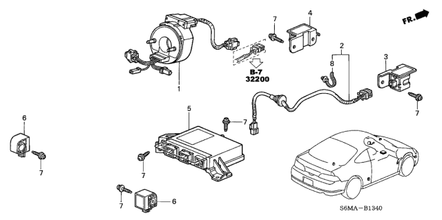 2006 Acura RSX Right Front Side Sensor Assembly (Denso) Diagram for 77930-S6M-A82