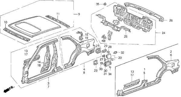 1992 Acura Integra Panel, Roof (Sunroof) Diagram for 62100-SK8-J20ZZ