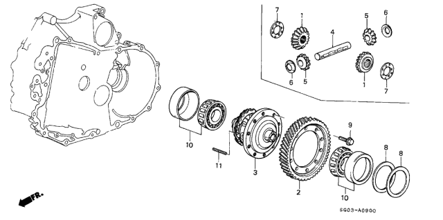 1990 Acura Legend 2 Door STD KA 4AT AT Differential Gear Diagram