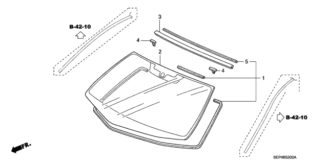 2005 Acura TL 4 Door BASE (NAVIGATION) KA 5AT Front Windshield Diagram