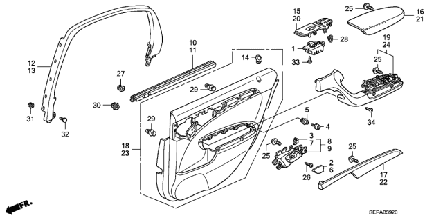 2008 Acura TL Rear Door Lining Diagram