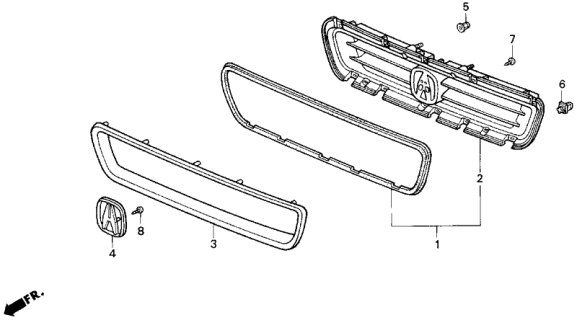 1992 Acura Legend Molding, Front Grille (Rosewood Brown Metallic) Diagram for 75120-SP1-A01ZL