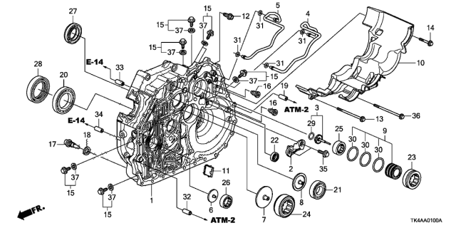 2014 Acura TL 4 Door TECH (3.5) KA 6AT AT Torque Converter Case Diagram