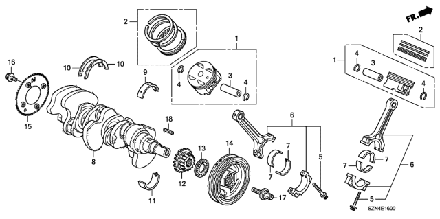 2013 Acura ZDX Crankshaft - Piston Diagram