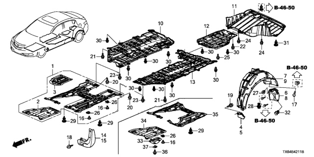 2014 Acura ILX Engine Cover Assembly (Lower) Diagram for 74110-TR3-A20