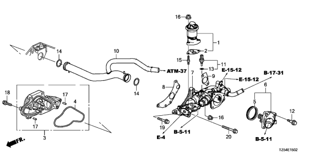 2019 Acura MDX 5 Door ADV (HYBRID (AWD)) KA DCT Water Pump (3.0L) Diagram