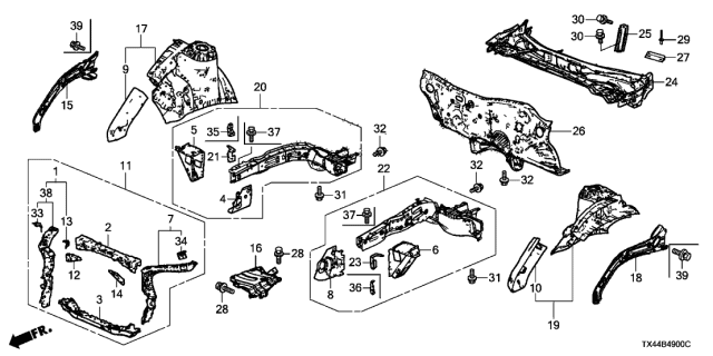 2014 Acura RDX Front Bulkhead - Dashboard Diagram