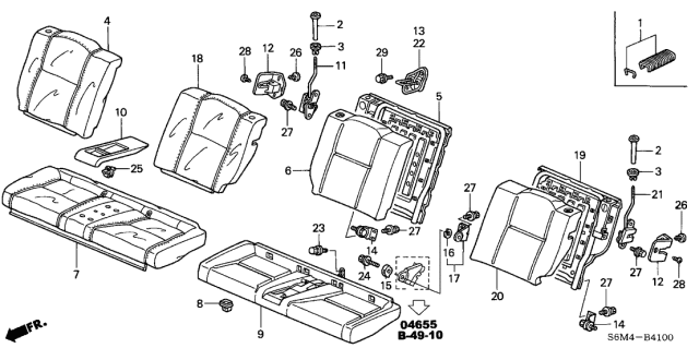 2003 Acura RSX Rear Seat-Collar Diagram for 78166-SB3-003ZN