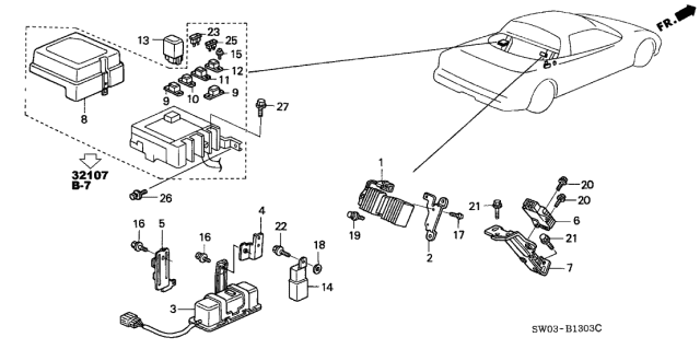 2001 Acura NSX 2 Door NSX KA 4AT Control Unit Diagram 4