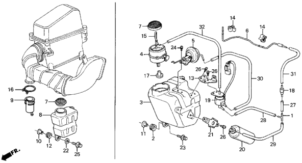 1986 Acura Legend 4 Door LX KA 4AT Resonator Chamber Diagram