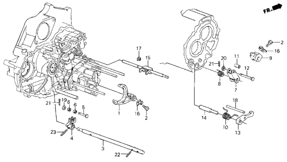 1987 Acura Integra Lever, Manual Valve Diagram for 24421-PA9-300