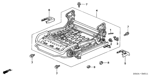 2006 Acura RSX 3 Door BASE KA 5AT Front Seat Components Diagram 1