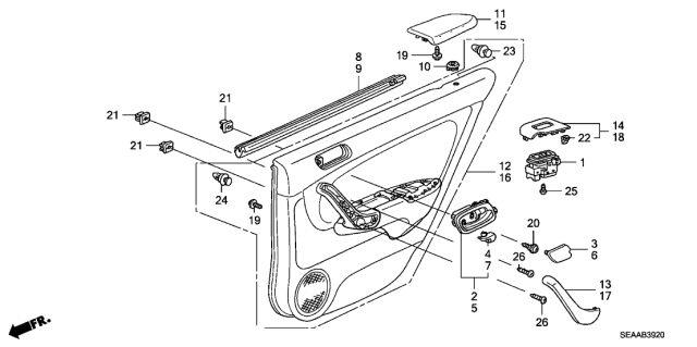 2008 Acura TSX Left Rear Door Armrest Assembly (Light Cream Ivory) (Leather) Diagram for 83752-SEA-J31ZF