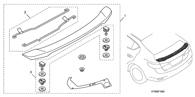 2021 Acura ILX 4 Door 24TECH (A-SPEC) KA DCT Deck Lid Spoiler Diagram