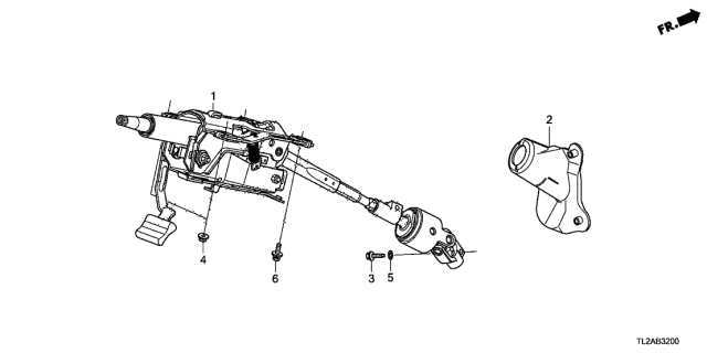 2013 Acura TSX 4 Door TSX V6 KA 5AT Steering Column Diagram