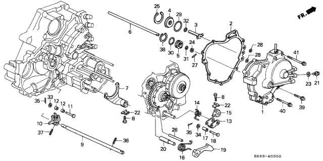 1990 Acura Integra AT Right Side Cover Diagram