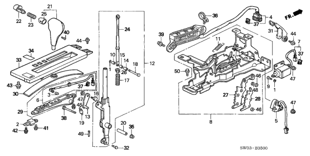 2002 Acura NSX Knob, Select Lever (Black) Diagram for 54130-SL0-A21ZA