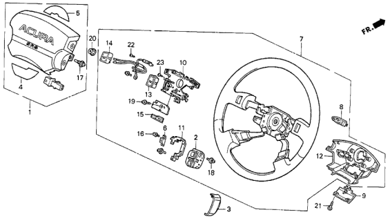 1994 Acura Vigor Inflator Airbag Assembly (Graphite Black) Diagram for 06770-SL5-A80ZD