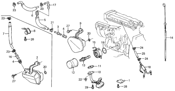 1989 Acura Integra Oil Cooler - Breather Tube Diagram