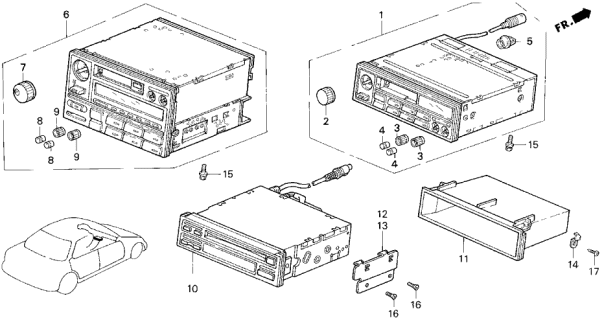 1993 Acura Vigor Tuner Assembly, Automatic Radio (Dsp) (Am/Fm/Cas) (Panasonic) Diagram for 39100-SL5-A13