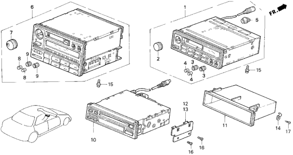 1994 Acura Vigor Bracket, Driver Side Radio Diagram for 39167-SL5-A01