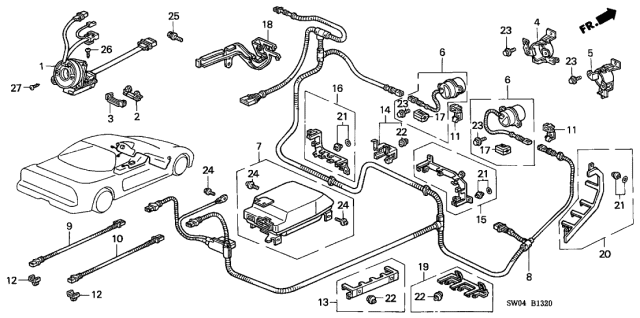 2005 Acura NSX 2 Door NSX-T KA 4AT SRS Unit Diagram