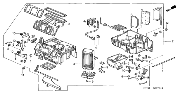 1999 Acura Integra 4 Door GS (LEATHER) KA 4AT Heater Unit Diagram