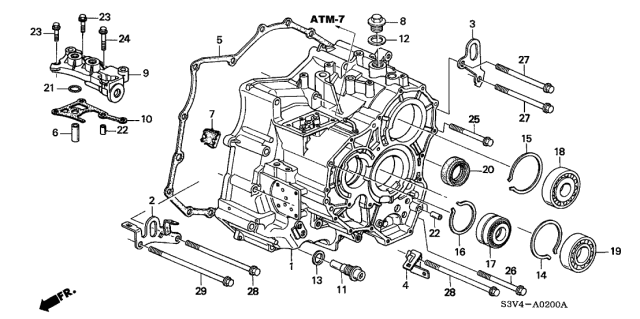 2002 Acura MDX Transmission Hanger A Diagram for 21232-PFY-000