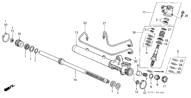 1997 Acura Integra 3 Door LS KA 4AT P.S. Gear Box Components Diagram
