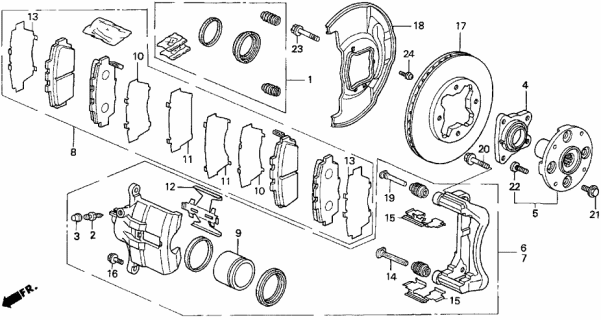 1997 Acura TL 4 Door BAS2.5 KA 4AT Front Brake Diagram