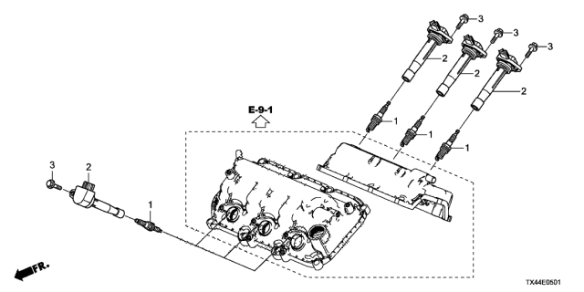 2017 Acura RDX 5 Door BASE (2WD) KA 6AT Plug Hole Coil - Plug Diagram