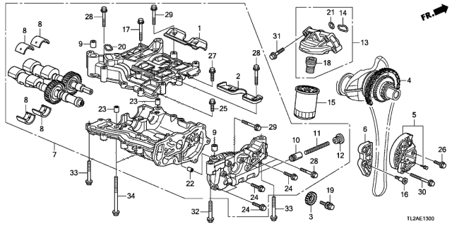 2014 Acura TSX Oil Filter (Mahle Tennex) Diagram for 15400-RTA-003