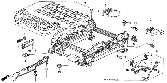 2005 Acura TSX 4 Door TSX (NAVIGATION) KA 6MT Front Seat Components Diagram 2