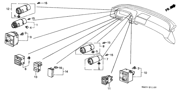 1990 Acura Legend 2 Door STD KL 4AT Button Switches Diagram