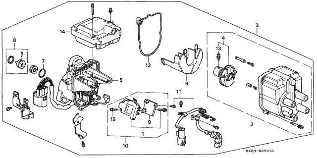 1990 Acura Integra 4 Door LS KA 4AT Distributor (TEC) Diagram
