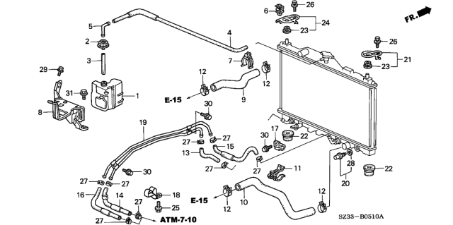 1999 Acura RL Radiator Hose Diagram