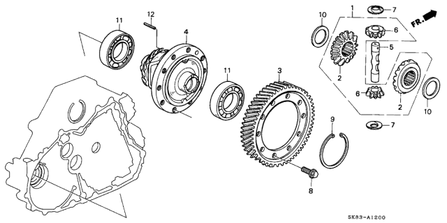 1992 Acura Integra AT Differential Gear Diagram