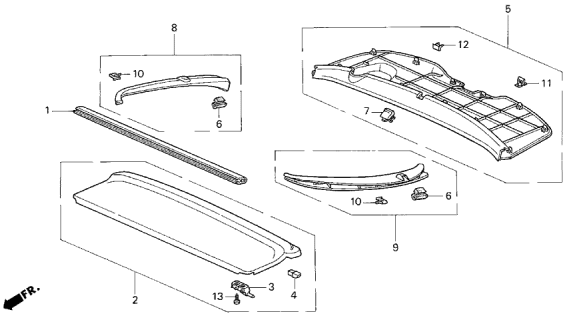 1994 Acura Integra 3 Door LS KA 4AT Tailgate Lining Diagram