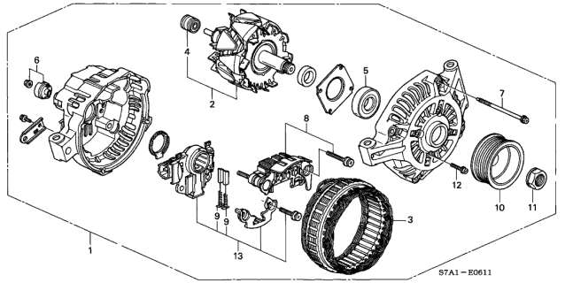 2003 Acura RSX Rotor Assembly Diagram for 31101-PNA-004