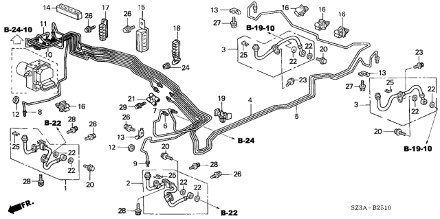 2004 Acura RL 4 Door RL (NAVIGATION) KA 4AT Brake Lines (VSA) Diagram