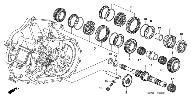 2004 Acura RSX 3 Door BASE KA 5MT MT Mainshaft Diagram