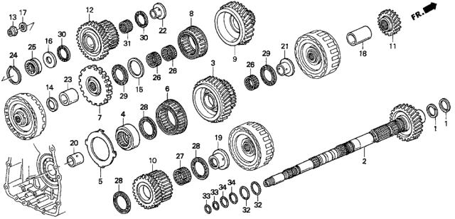 1996 Acura TL Gear, Countershaft Low Diagram for 23421-P5H-000