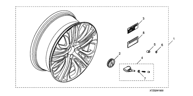 2019 Acura TLX Alloy Wheel Diagram