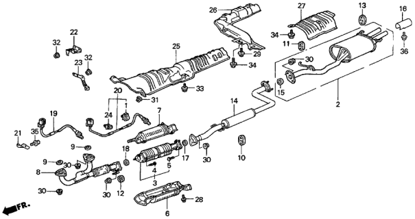 1998 Acura CL Exhaust Pipe Diagram