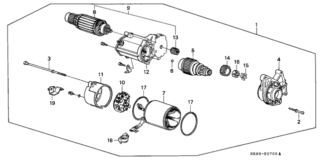 1990 Acura Integra Clutch, Overrunning (Denso) Diagram for 31204-PH3-003
