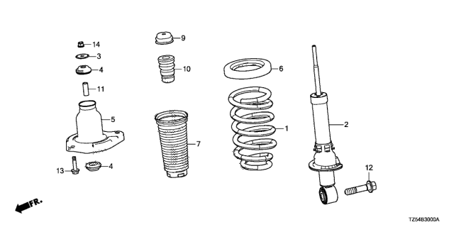 2017 Acura MDX Rear Shock Absorber Diagram for 52611-TZ5-A12