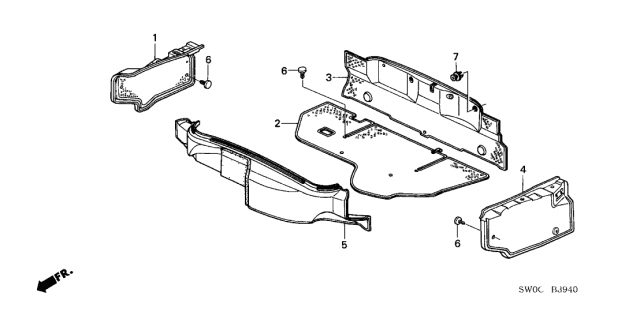 2003 Acura NSX Garnish, Driver Side Trunk Side (Gray Eleven) Diagram for 84651-SL0-A02ZA